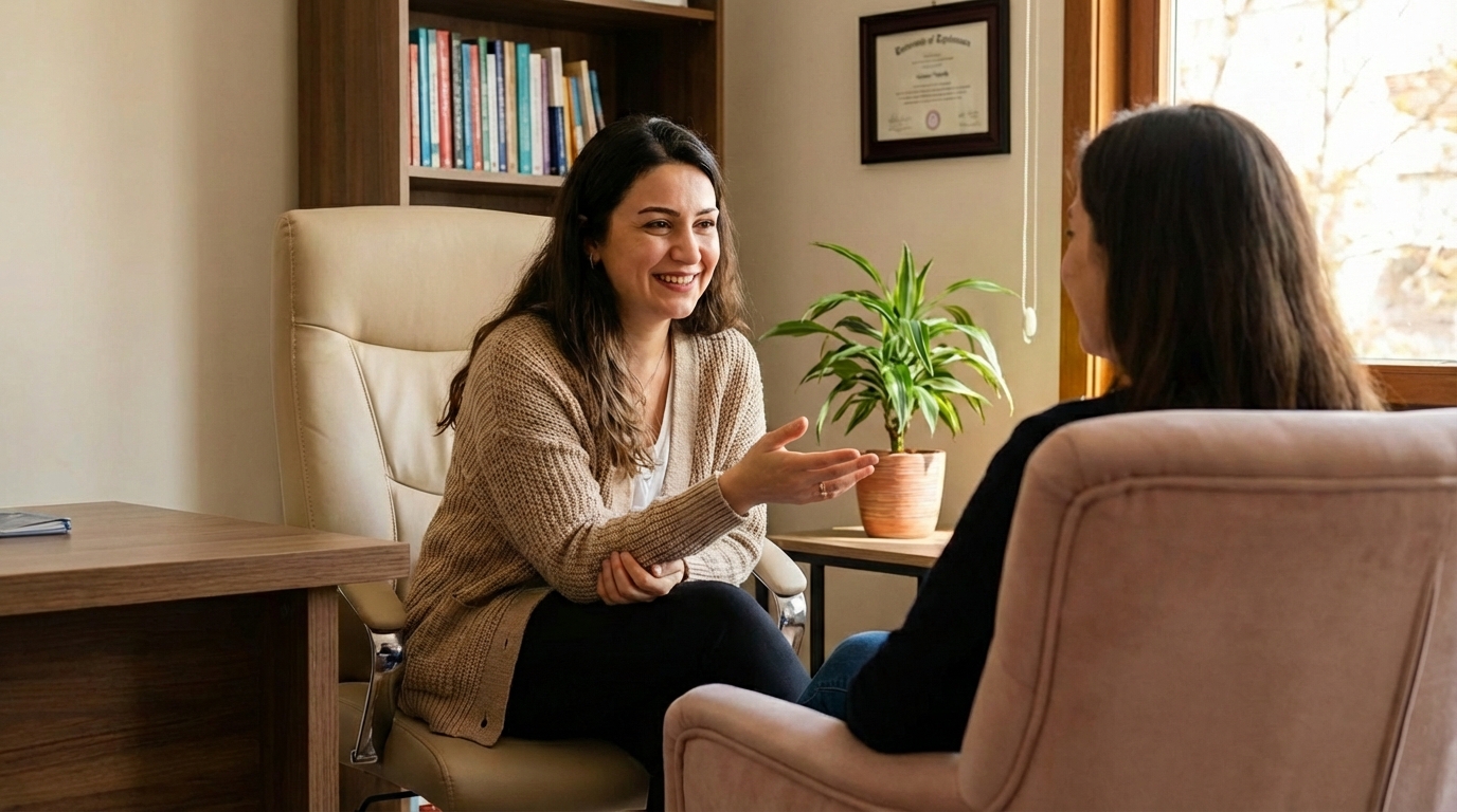 Uzman Klinik Psikolog Gamze Toprak danışmanlık sürecinde.