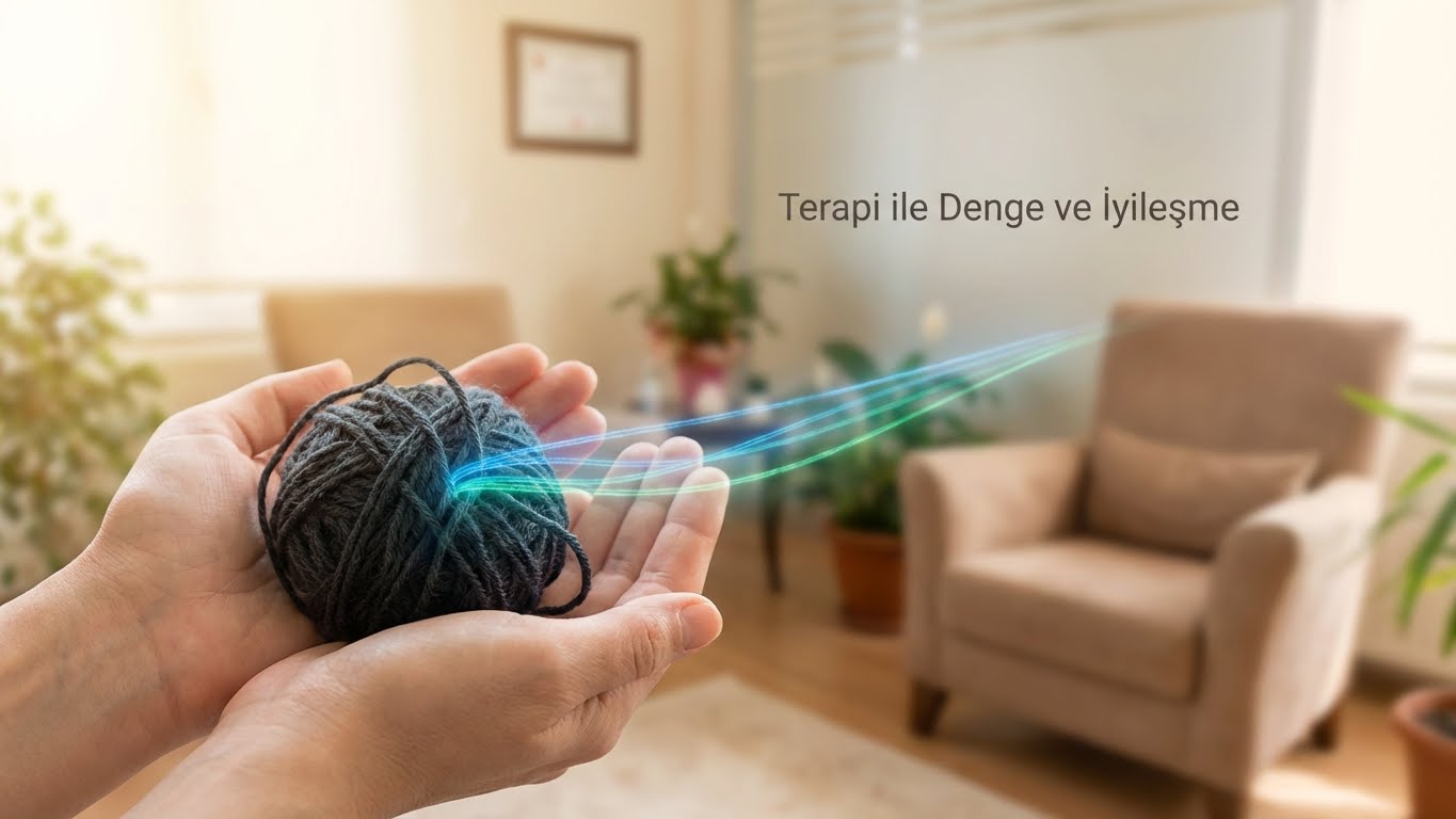 Bipolar bozukluk tedavisinde psikolog desteği ve terapi ile sağlanan zihinsel denge ve iyileşme sürecini simgeleyen umut verici görsel.