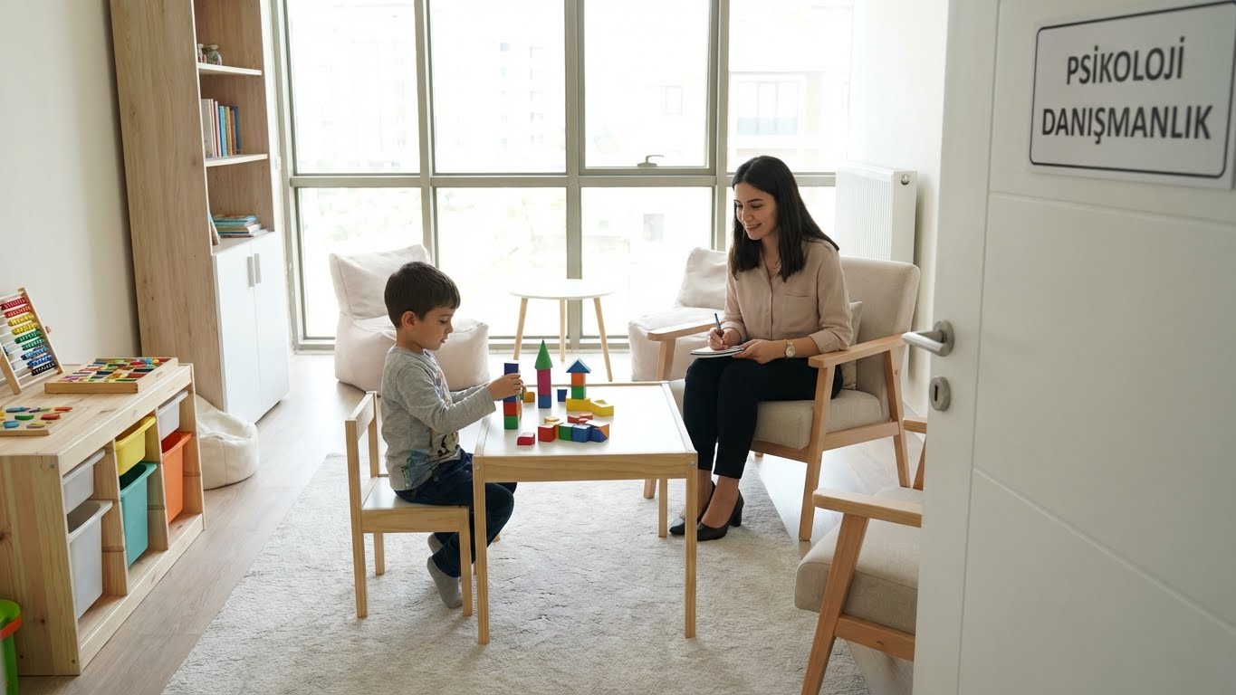 Çocuklarda dikkat eksikliği tedavisi için psikolojik değerlendirme seansı.