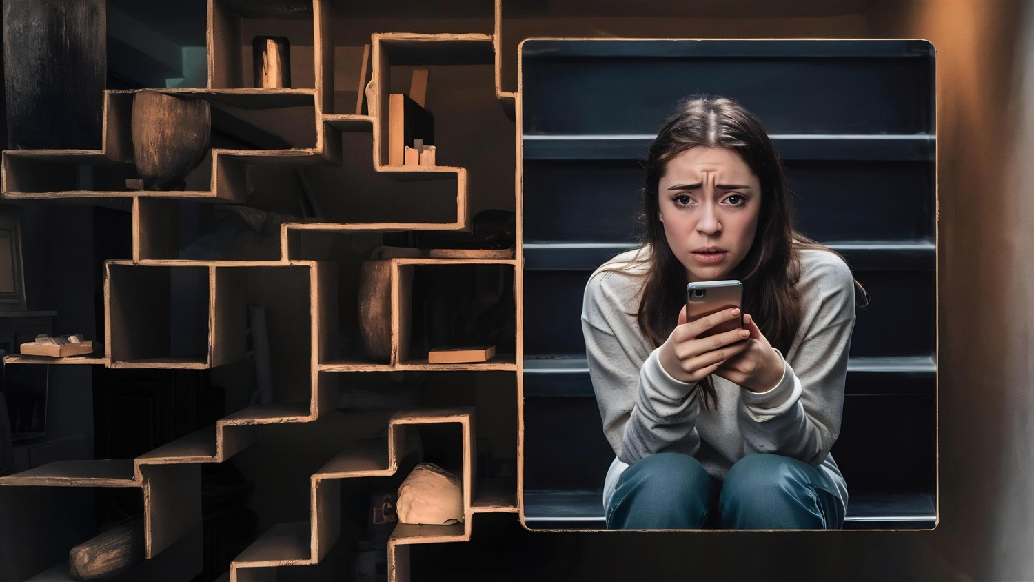 Kaygı ve yalnızlık hissi yaşayan birey, ruh sağlığı sorunlarında psikoloğa başvurmanın önemini anlatan görsel