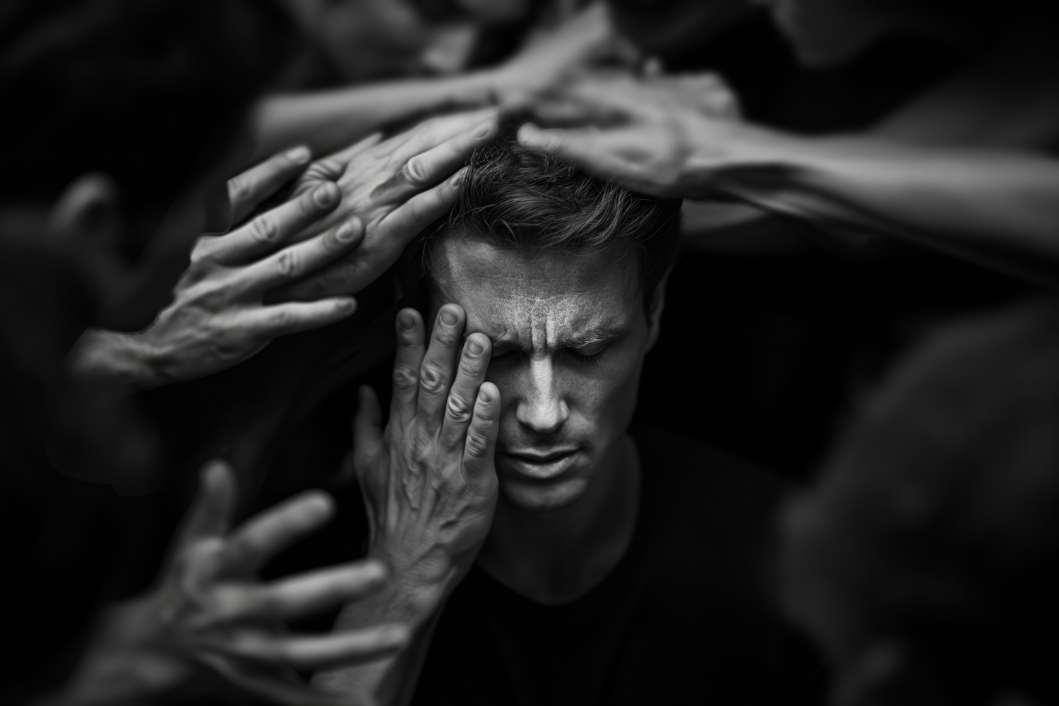 Özgül fobi belirtileri yaşayan bireyin yoğun kaygı ve zihinsel baskı hissi, kontrol edilemeyen korku düşüncelerini temsil eden görsel